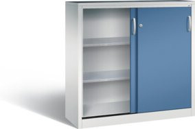 C+P Schiebetürenschrank Acurado mit Schloss, Front Fernblau und Korpus Lichtgrau, H x B x T: 120 x 120 x 40 cm - Bild 1