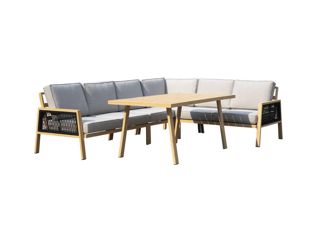 Greemotion Garten-Lounge-Set Monaco 4-teilig aus Aluminium in Beige und Grey mit modernem Design und PE-Geflecht - Bild 2