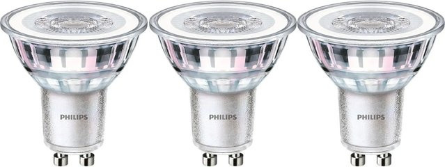 Philips LED-Leuchtmittel GU10 Reflektor R50, 3er Set, Warmweiß, 4,6 W, Höhe: 5,4 cm, Durchmesser: 5,0 cm - Bild 1