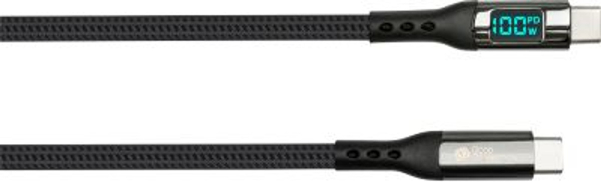 Good Connections USB-C auf USB-C Lade- und Datenkabel mit Digitalanzeige, 100 W Leistung, 480 Mbit/s, schwarz, Länge: 1 m - Bild 2
