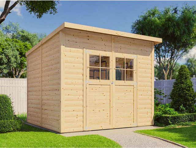 Bertilo Holz-Gartenhaus Alster aus Fichtenholz in Natur mit Pultdach, B: 245 cm, H: 239 cm - Bild 1