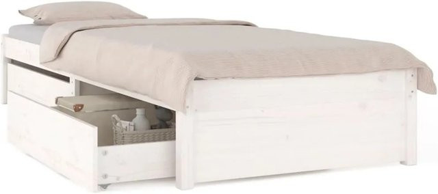vidaXL Singlebett aus Kiefernholz mit Schubladen in Weiß, B/T/H: 90 x 190 x 95,5 cm - Bild 1