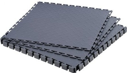 VEVOR Garage Floor Tiles Interlocking, 8er Pack, Rutschfeste PVC Bodenmatten mit Riffelblech-Struktur für Werkstatt und Lager, Farbe: Graphitgrau, B/T/H: 51,3 x 51,3 x 0,5 cm - Bild 1