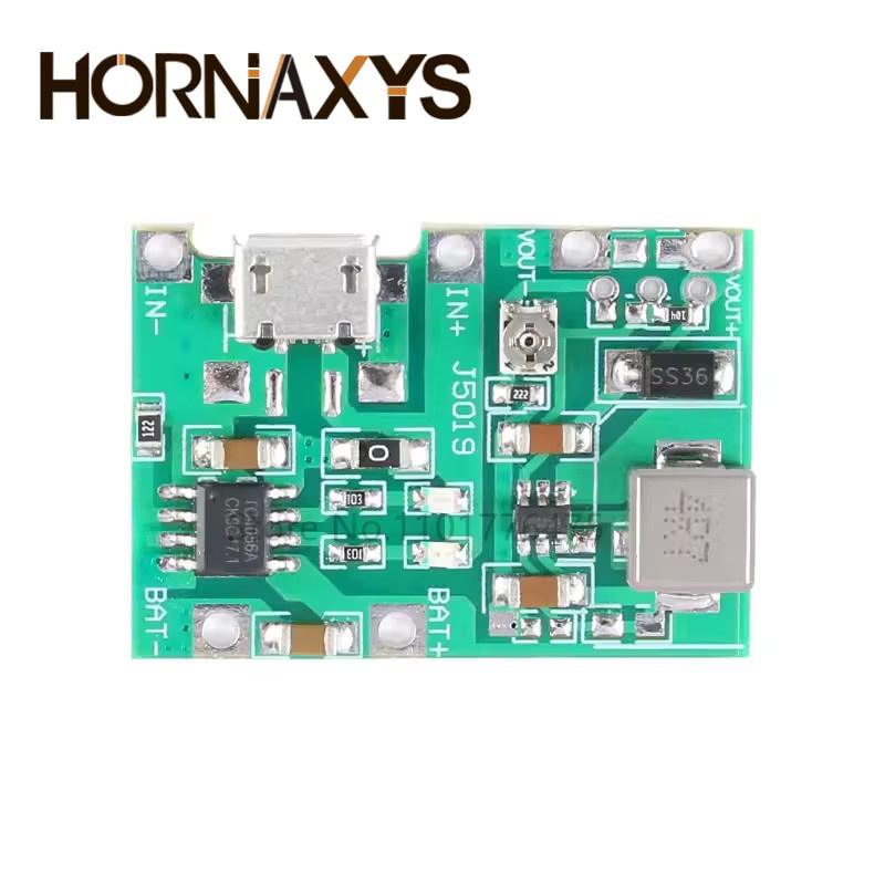 10er Set HORNAXYS Einstellbare Step Up Module für 18650 Lithium Li-Ion Batterien, 3,7V bis 9V, mit Micro-USB Anschluss, Grün - Bild 2