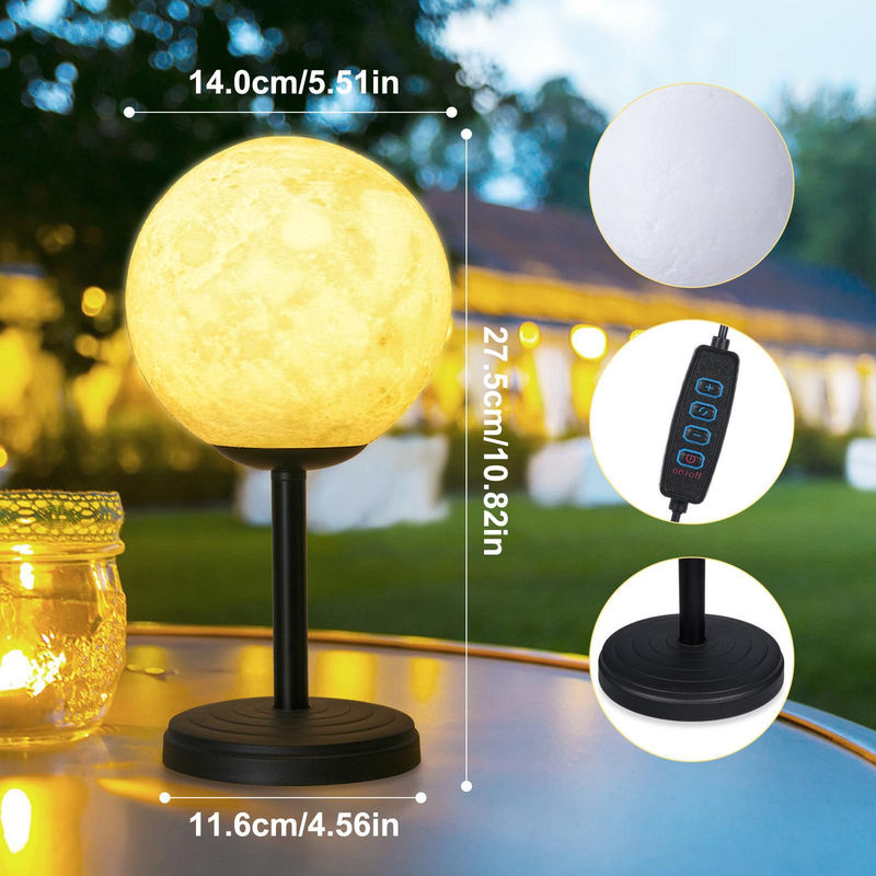 TOMTOP JMS 3D Mond Lampe als moderne LED Nachtlampe mit Dimmfunktion in Weiß oder Schwarz - Bild 7