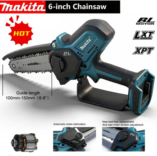 Makita 18V Akku-Kettensäge mit 6 Zoll Schiene und Sicherheitsverriegelung für die Holzbearbeitung - Bild 1