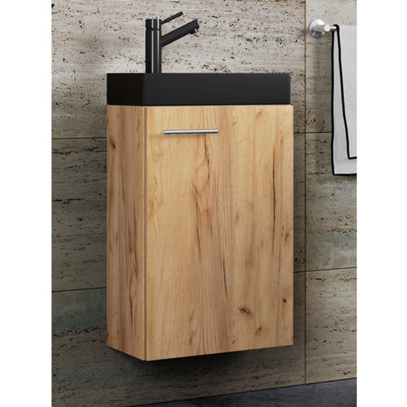 VCM Slito BL 2-tlg Set Waschplatz für das Gästebad mit Keramik-Waschbecken und Unterschrank in Braun, B/H/T: 40,5 x 60 x 22 cm - Bild 2
