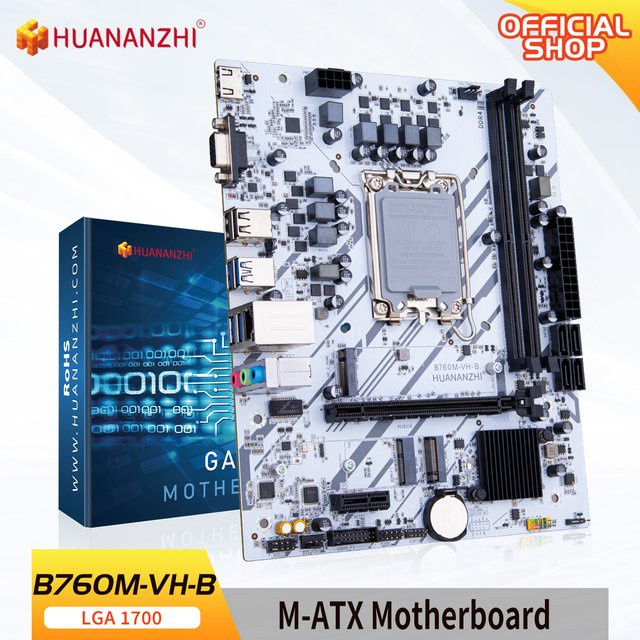 Huananzhi B760M VH B Mainboard Micro-ATX DDR4 White für Intel LGA 1700 CPU 12. bis 14. Generation - Bild 1