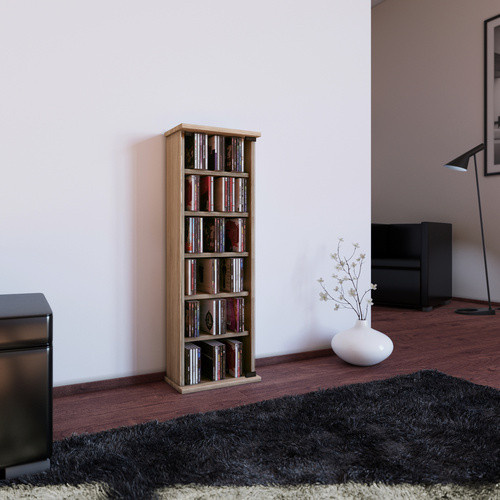 VCM Vetro CD Regal aus Holz in Braun mit ESG-Sicherheitsglastüren, B: 31 cm, H: 91,5 cm, T: 18 cm - Bild 2