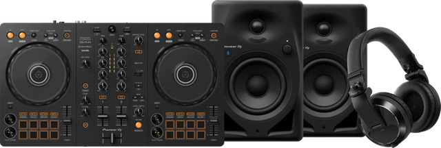 Pioneer DJ DJ-Controller DDJ-FLX4, HDJ-X7 Kopfhörer und DM-40D-BT Bluetooth Lautsprecher Set in Schwarz - Bild 1