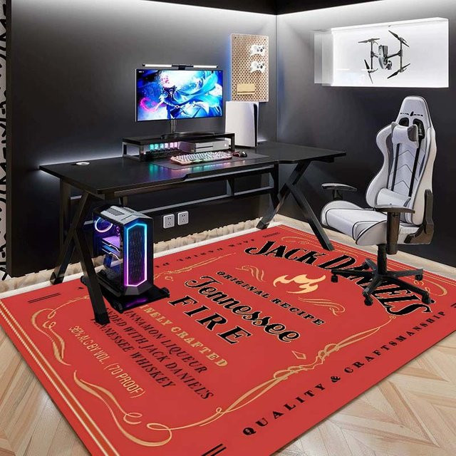 J-Jack D-Daniels Bedruckte Yogamatte in Rot, rutschfest und waschbar, B/T: 80 x 120 cm - Bild 1