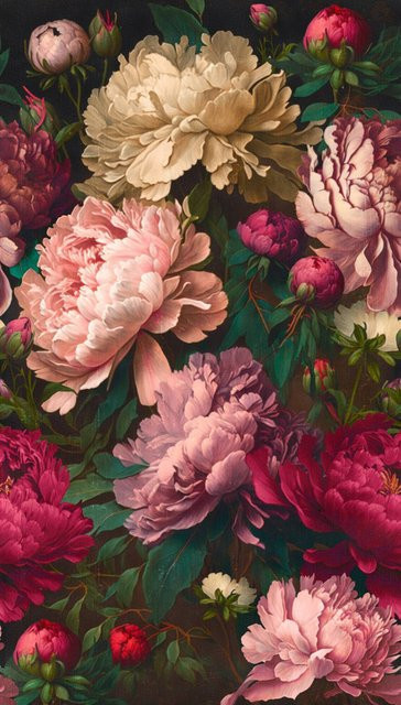 Livingwalls Fototapete Floral Vintage in Rot Rosa Pink, Breite: 280 cm, Höhe: 159 cm - Bild 1