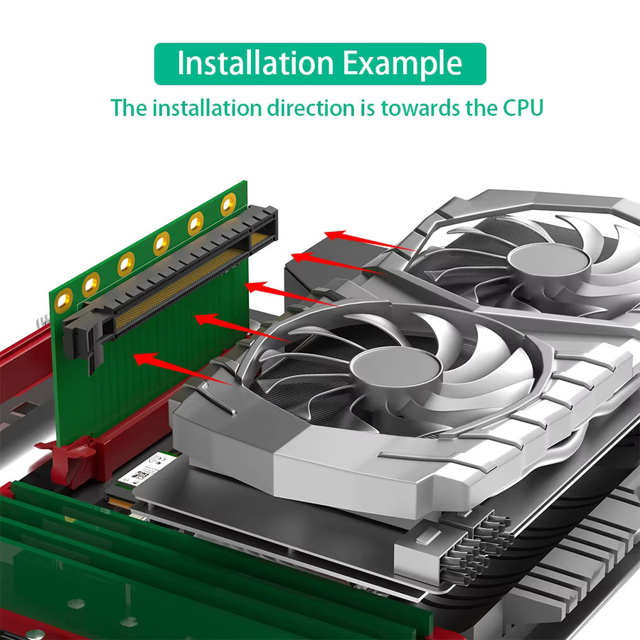 T.F.SKYWINDINTL PCI-E 16 x 3,0 90-Grad-Rückwärts-Riser-Karte für 2U-Server in Grün - Bild 5
