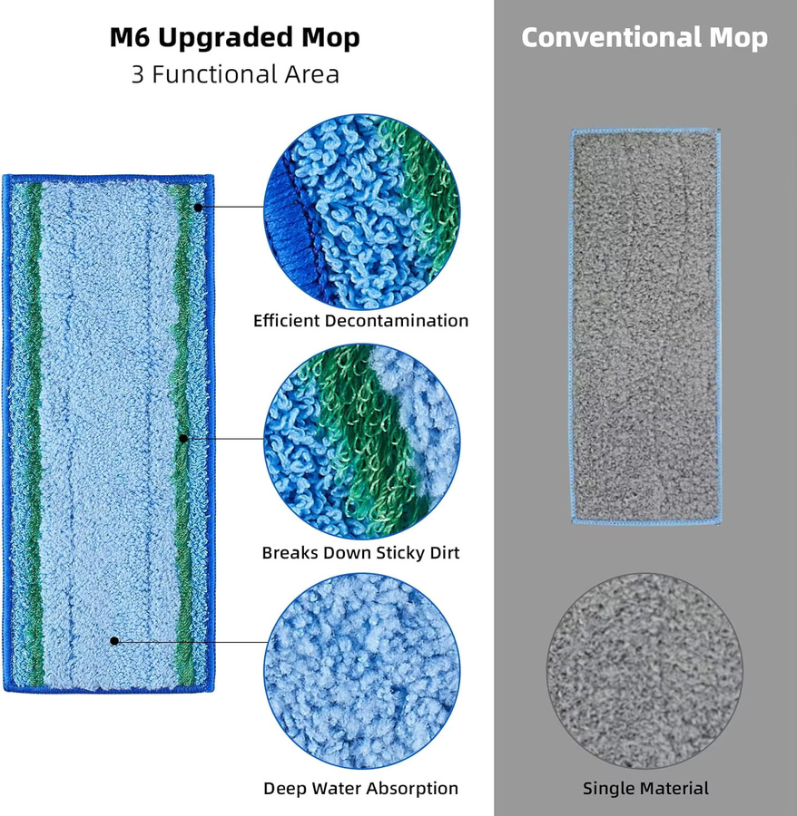 iRobot Braava Jet M6 Ultimate Robot Mop Ersatz-Wischpad aus Mikrofaser, waschbar, Farbe: Blau - Bild 3