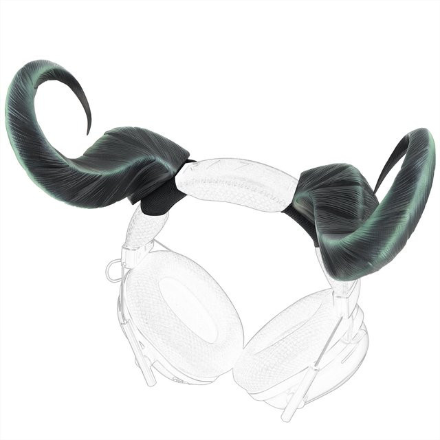 Geekria 3D-gedruckte Dämonenhörner für Over-Ear-Kopfhörer, handgefertigtes Teufelshörner-Stirnband in Schwarz, verstellbares Zubehör - Bild 1