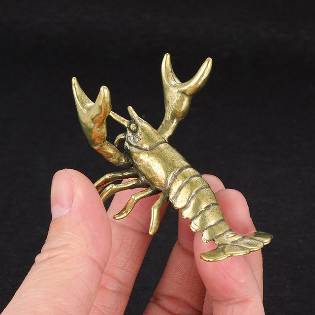 JETTING Messing-Krebs-Ornament in Gold, Vintage Tierfigur als Schreibtischdekoration und Stifthalter - Bild 1