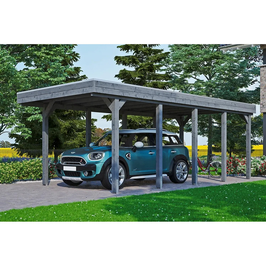 Skan Holz Carport Friesland aus Nadelholz in Schiefergrau mit EPDM-Dach, B/T: 314 x 708 cm, Höhe: 241 cm - Bild 2
