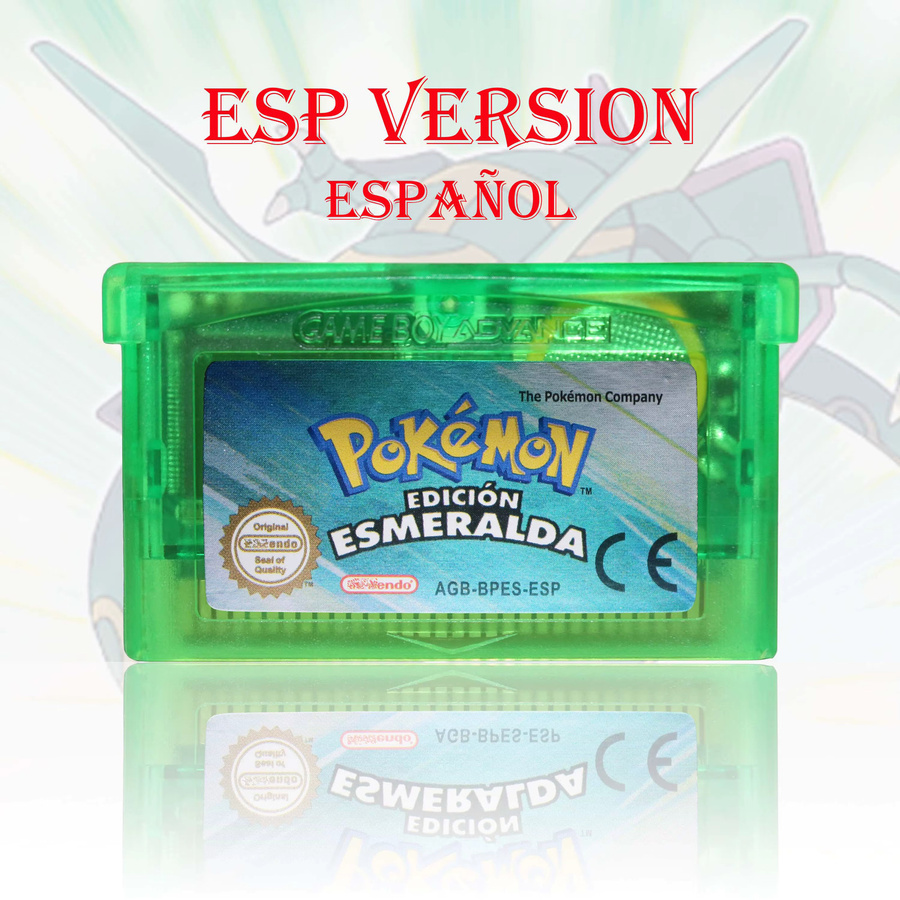 Pokemon Esmeralda Rojo Fuego Plata Cristal Videospiel-Modul für GBA/GBC ESP Version mit Batterie - Bild 2