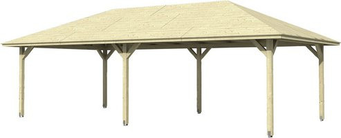 Skan Holz Pavillon Orleans 3 aus unbehandeltem Fichtenholz in Beige und Braun, B/T/H: 836 x 424 x 344 cm - Bild 2