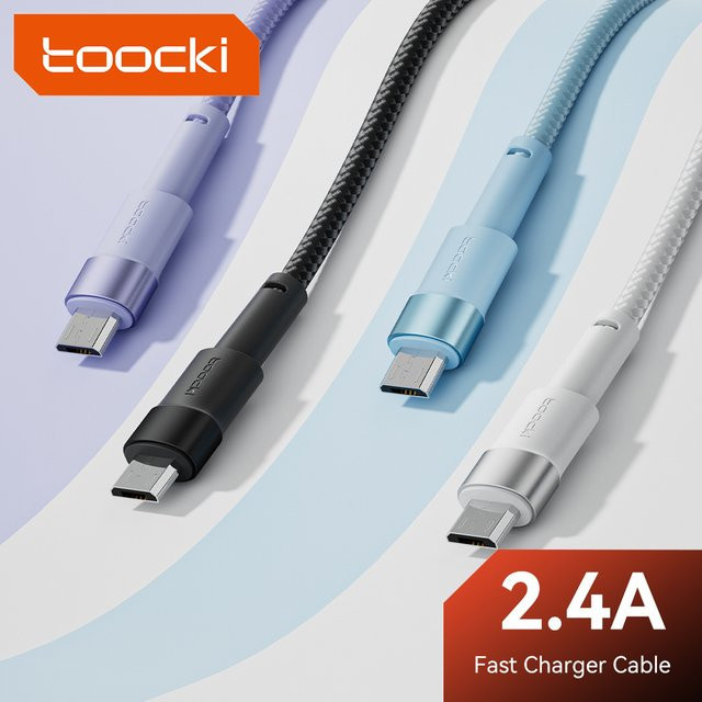 Toocki Micro-USB-Schnellladekabel USB-A auf Micro-USB aus geflochtenem Draht, bunt, 2,4 A Datenkabel für Xiaomi und Samsung - Bild 1