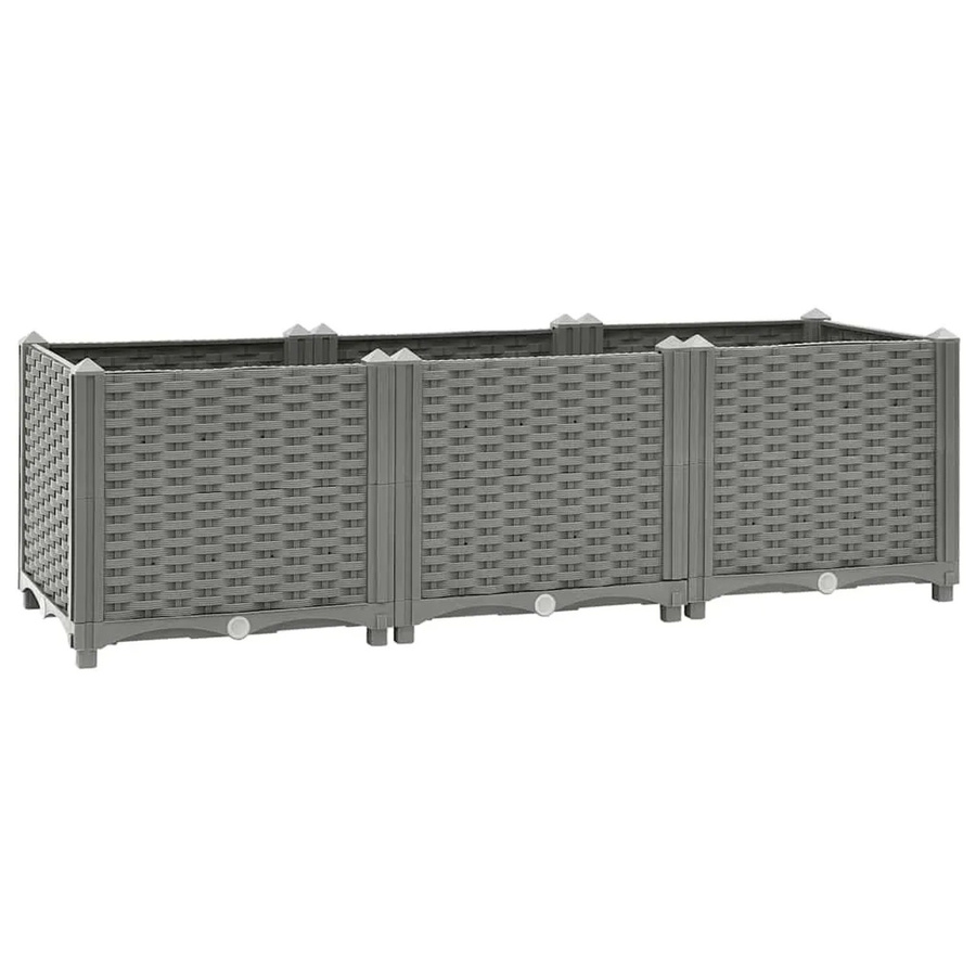 vidaXL Hochbeet in Rattan-Optik aus Polypropylen, Hellgrau, B/T/H: 120 x 40 x 38 cm - Bild 2