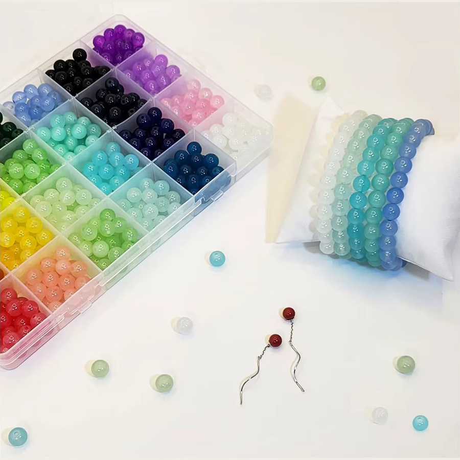 Glasperlen-Set, 24 Farben, 8 mm Kristallperlen, Unisex - Bild 2