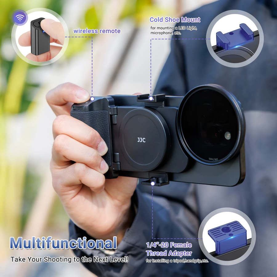 JJC Magnetischer Handy-Objektivfilteradapter und magnetischer Snapgrip-Handgriff für iPhone 17 16 15 14 Pro Max in Schwarz - Bild 4