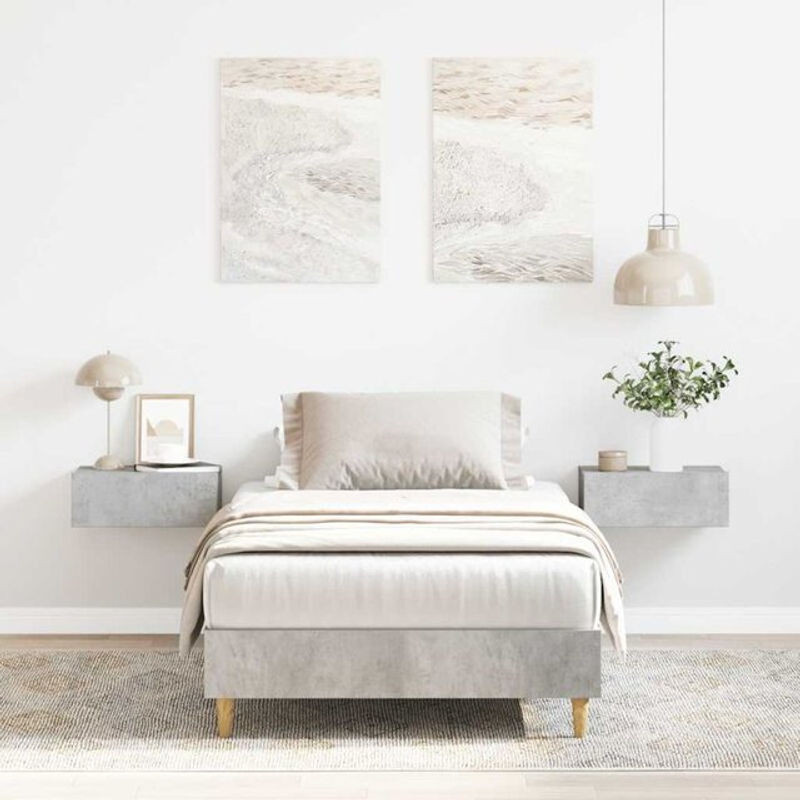 Vidaxl Bettgestell aus Holzwerkstoff in Betongrau, Modernes Design ohne Matratze, B: 100 cm, L: 200 cm - Bild 1