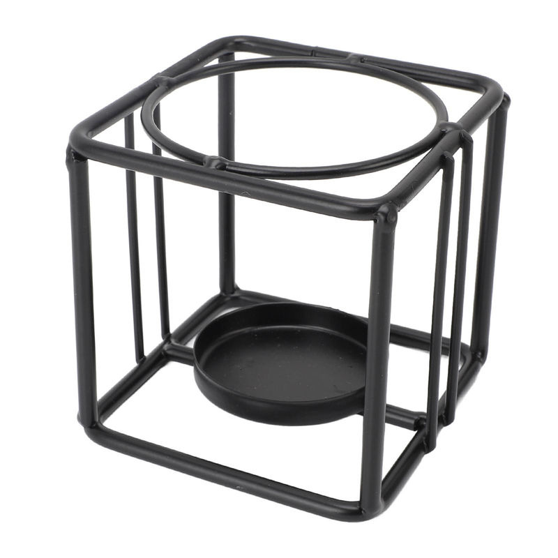 Koogeelife Teelicht-Halter aus Metall in Schwarz mit geometrischem Design als minimalistische Dekoration - Bild 4