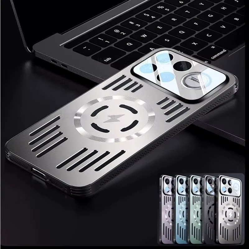 Xiaomi Poco F8 F7 Pro Ultra Schutzhülle aus Aluminiumlegierung in Schwarz mit Wärmeableitung und magnetischer Ladefunktion - Bild 2