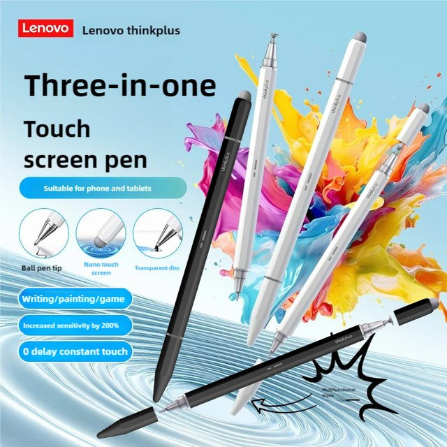 Lenovo Universal-Stylus mit drei Stiftspitzen für Android und iOS kapazitive Bildschirme, kompatibel mit iPad, Apple, Huawei, Xiaomi und Samsung Tablets - Bild 1