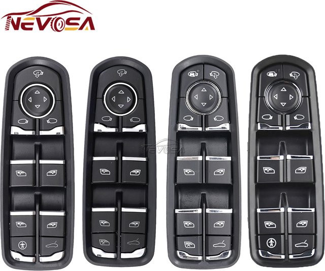 NEVOSA Fensterheberschalter in Schwarz für Porsche Panamera 970, Cayenne 92A, Macan 95B, 718, 918 Spyder, 7PP, 959858, 959855, BDML, 959858 AF - Bild 1