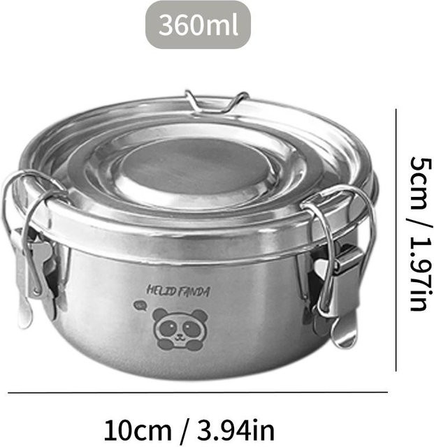 WORTHBUY Runde Lunchbox aus 304 Edelstahl mit Deckel, Auslaufsichere Bento-Box für Camping und Picknick, Grau/Silber - Bild 1