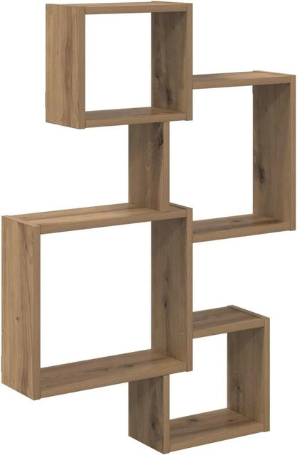 vidaXL Wandwürfelregal Cube in Artisan-Eiche, modernes Wandregal aus Holzwerkstoff, Braun, B: 20,0 cm, T: 13,5 cm, H: 91,5 cm - Bild 1