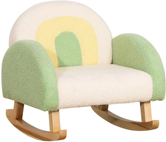HOMCOM Kindersofa aus Lammfellimitat und Eukalyptusholz mit Armlehnen, Grün, B/T/H: 50 x 45 x 50 cm - Bild 1