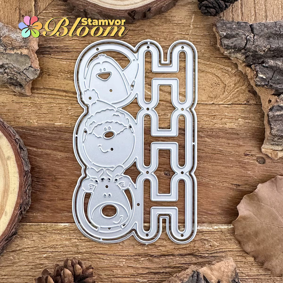 Metall Stanzformen für Scrapbooking mit Weihnachtsmotiv HOHOHO, Pinguin, Weihnachtsmann und Hirsch in Silber - Bild 3