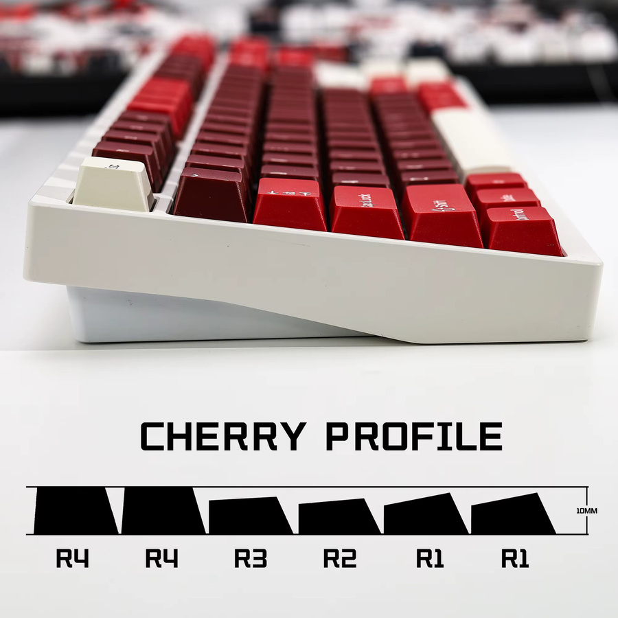 KBDiy GMK Jamon Keycaps Set in Rot, 174 Tasten Double Shot PBT Cherry Profil für mechanische Tastaturen - Bild 4