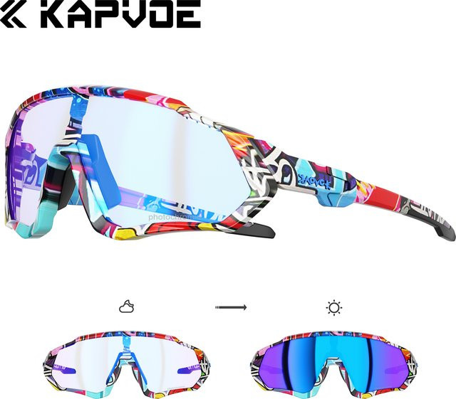 Kapvoe Sportsonnenbrille, Vollrand, Kunststoff, Wrap - Bild 1