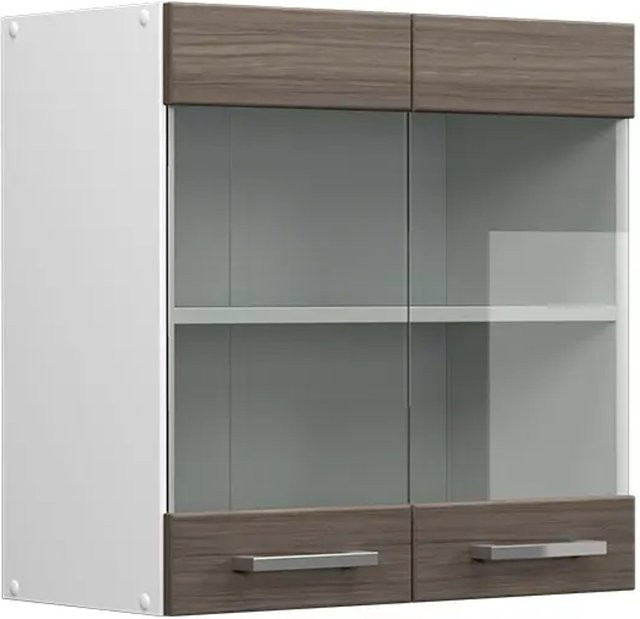 Vicco R-Line Hängeglasschrank für die Küche in Weiß und Edelgrau, Breite: 60 cm - Bild 2