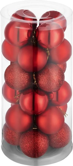 Tectake Weihnachtskugeln Set in Rot aus bruchsicherem Kunststoff, 24er Set, B/T/H: 4 x 4 x 4 cm - Bild 1