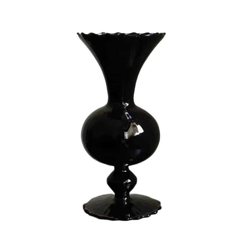 Minimalistische schwarze Glasvase im europäischen Mid-Century-Stil für Wohnzimmer und Esstisch - Bild 5