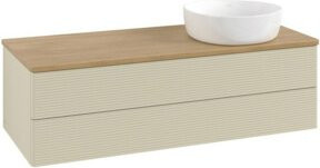 V&B Waschtischunterschrank Antao mit Frontstruktur in Grau und Eiche, B/T/H: 120 x 50 x 50 cm - Bild 1