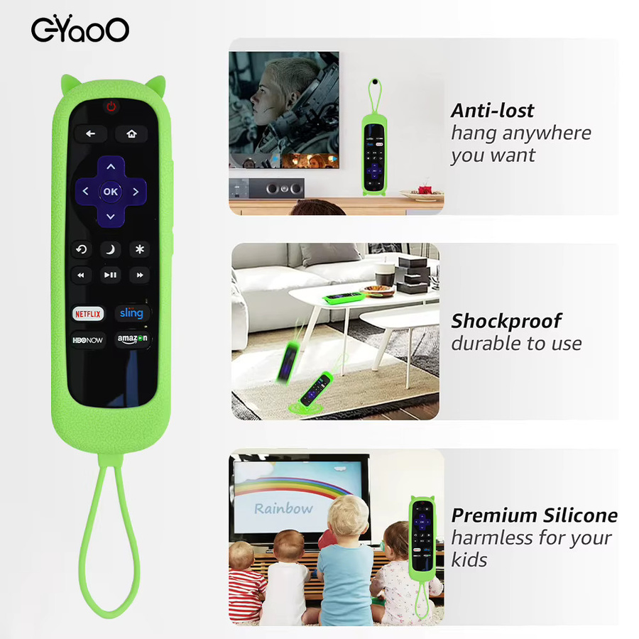 EYAOO Silikon Schutzhülle für Roku und TCL TV Streaming Stick Fernbedienung in Transparent und Blau - Bild 5