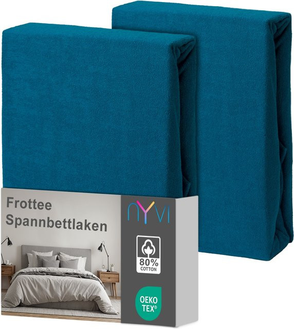 NYVI DreamScience Frottee Spannbettlaken 2er Pack, Farbe: petrol, B/T: 140 x 200 cm bis 160 x 200 cm - Bild 1