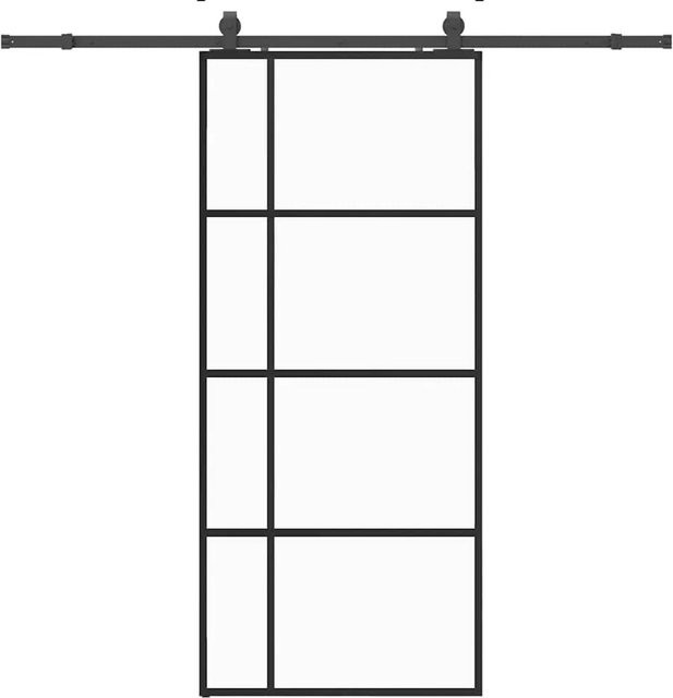 vidaXL Schiebetür aus ESG-Glas mit Beschlag in Schwarz, B: 90 cm, H: 205 cm - Bild 1