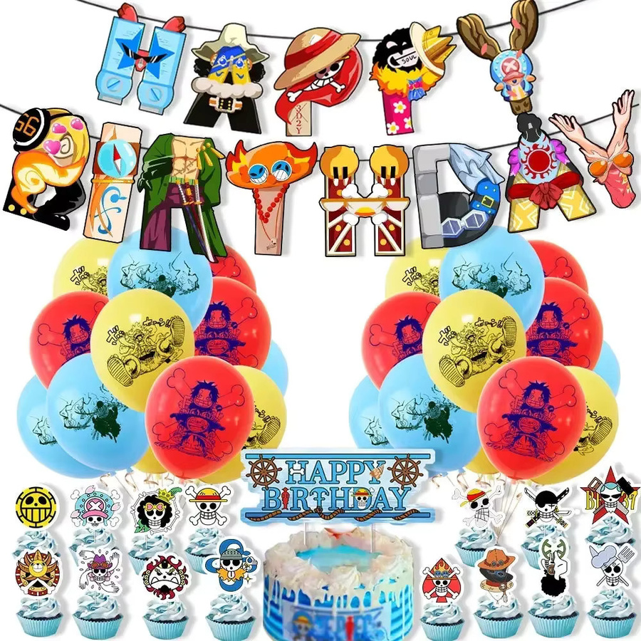 Bandai One Piece Geburtstag Party Dekoration Set mit Wimpelketten und Luftballons in Mehrfarbig - Bild 2