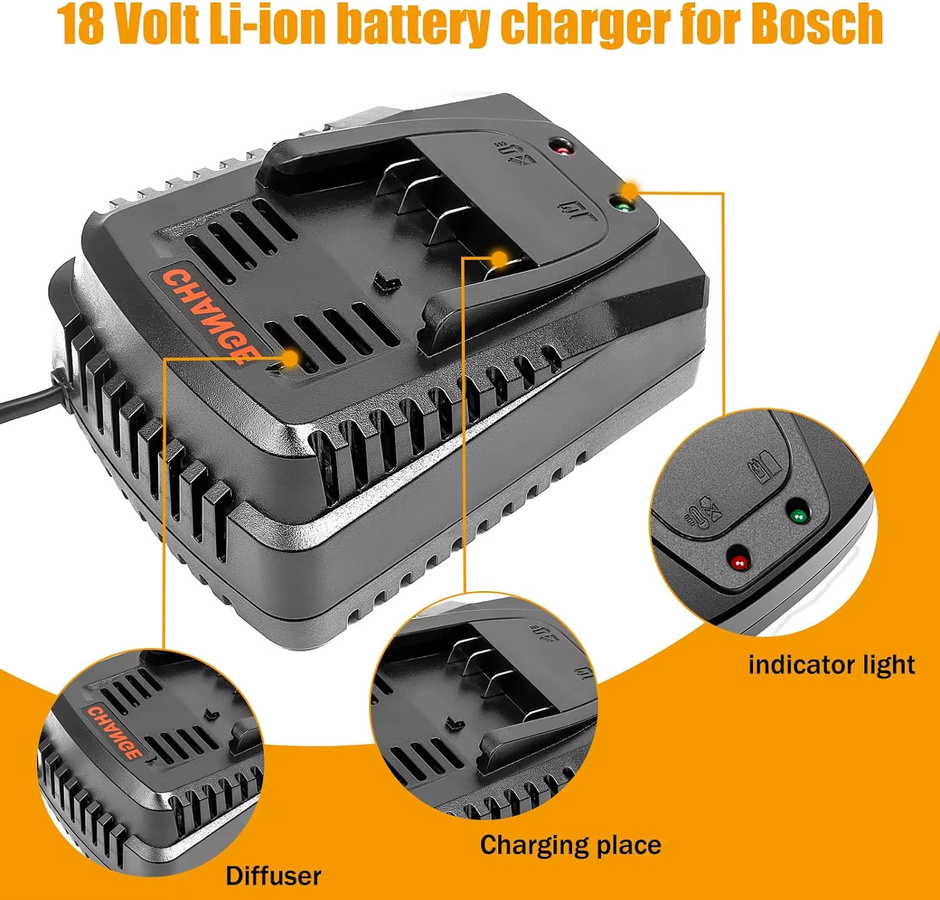 Bosch Akku-Ladegerät AL1860CV und AL1814CV für 18V und 14,4V Li-Ion Akkus in Schwarz - Bild 4