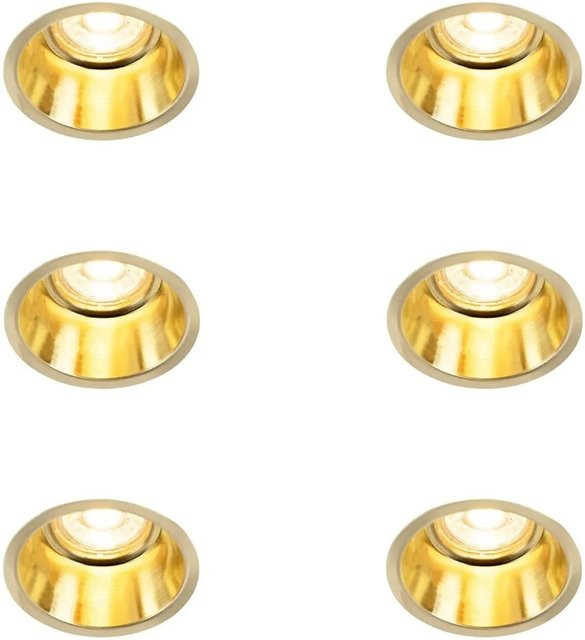 QAZQA Set mit 6 modernen runden Einbaustrahlern in Gold/Messing für Wohnzimmer, Flur und Schlafzimmer - Bild 1