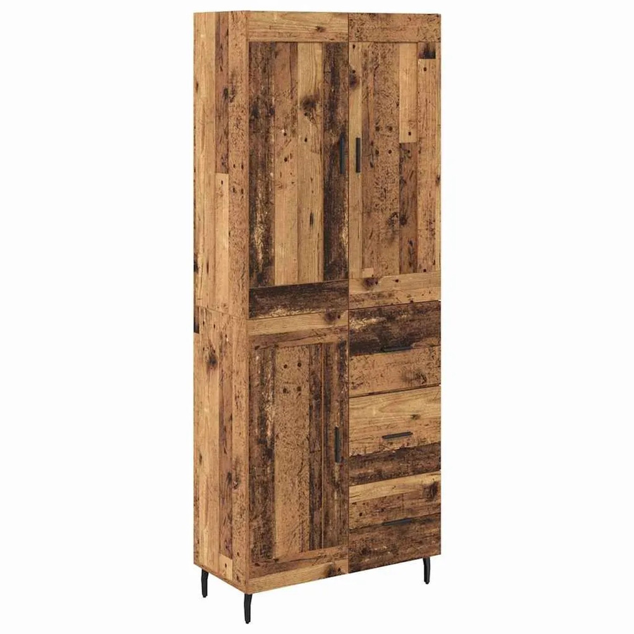 vidaXL Highboard 2-teilig in Altholz-Optik mit Glasfronten und Schubladen, Braun, B/T/H: 180 x 34 x 69,5 cm - Bild 2