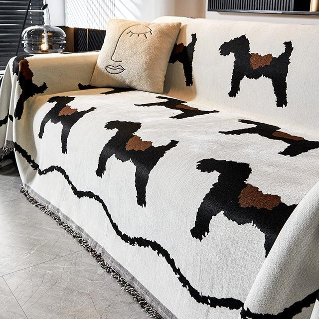 Sofaüberwurf Chenille mit Pferdemotiv von Your Warm Home, Mehrfarbig, B/B: 180 x 180 cm - Bild 1